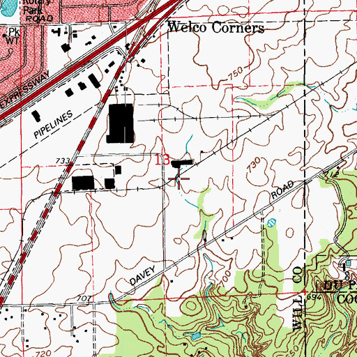 Topographic Map of Lemont Fire Protection District Station 3, IL