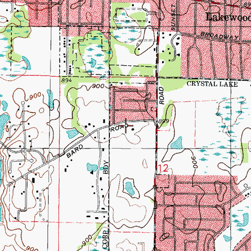 Topographic Map of Crystal Lake Fire Rescue Department Station 4, IL