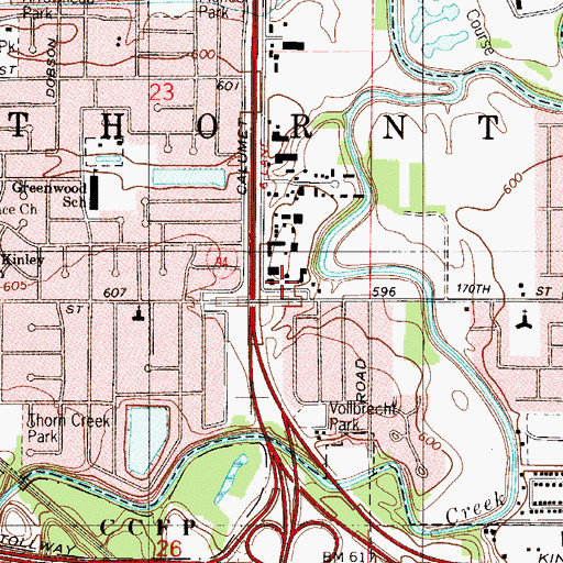 Topographic Map of South Holland Fire Department Station 2, IL