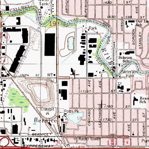 Topographic Map of Lansing Fire Department Station 4, IL