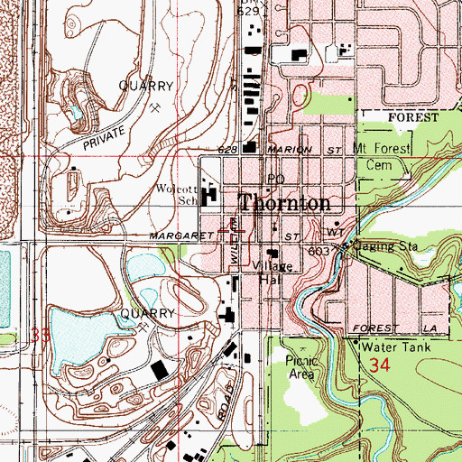 Topographic Map of Thornton Fire Department Station 2, IL