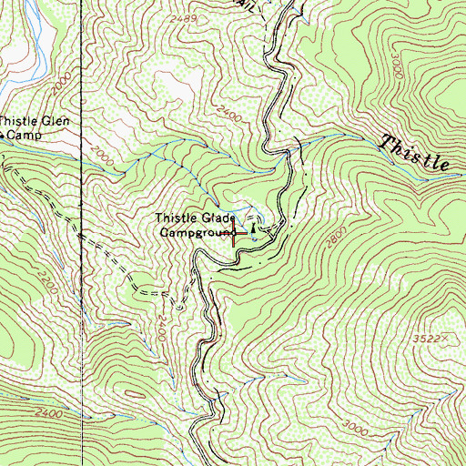 Topographic Map of Thistle Glade Campground, CA