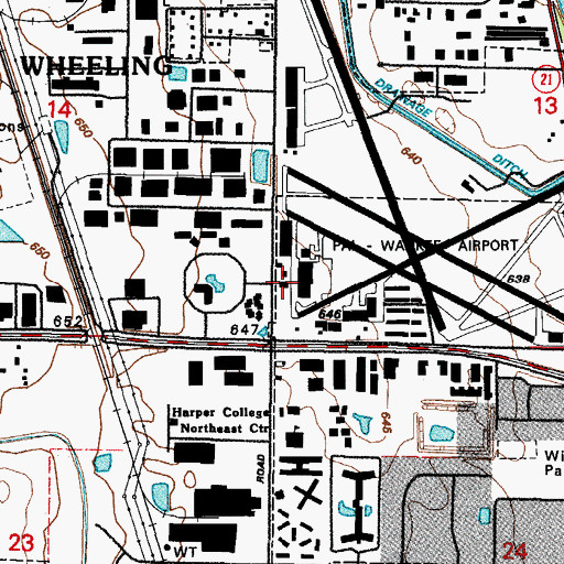 Topographic Map of Prospect Heights Fire District - Station 39, IL