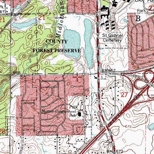 Topographic Map of Oak Forest Fire Department Station 2, IL