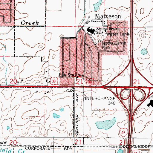 Topographic Map of Matteson Fire Department Station 2, IL