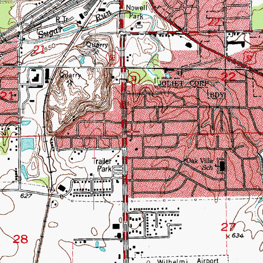 Topographic Map of East Joliet Fire Protection District Station 2, IL