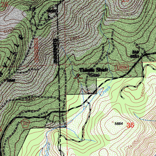 Topographic Map of Thistle Shaft, CA