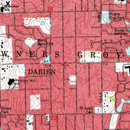 Topographic Map of Tri - State Fire Protection District Station 4, IL