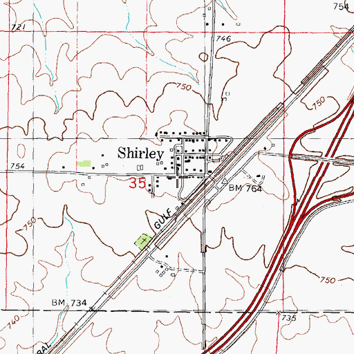 Topographic Map of Dale Fire Protection District Shirley Station, IL