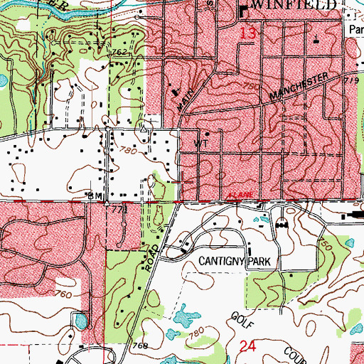Topographic Map of Winfield Fire Protection District Station 32, IL