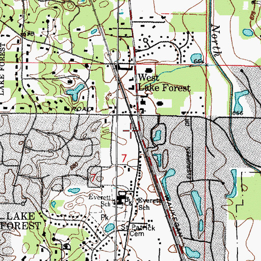 Topographic Map of Lake Forest Fire Department Station 2, IL