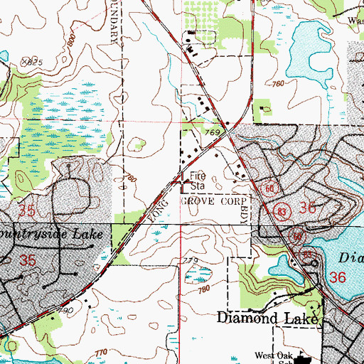 Topographic Map of Countryside Fire Department Station 1, IL