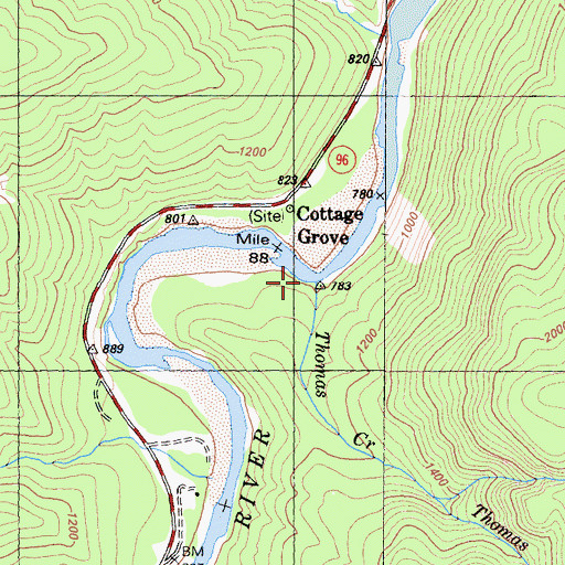 Topographic Map of Thomas Creek, CA