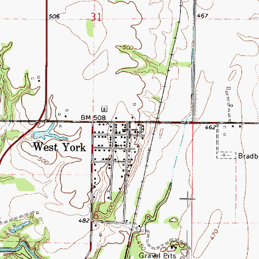 Topographic Map of Hutsonville Township Fire Protection District Station 2 West York, IL