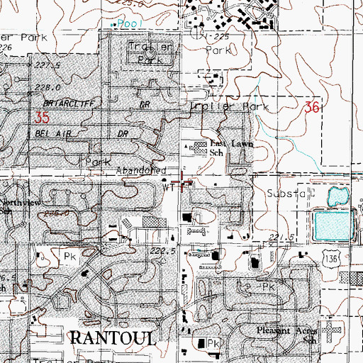 Topographic Map of Rantoul Fire Department Station 2, IL