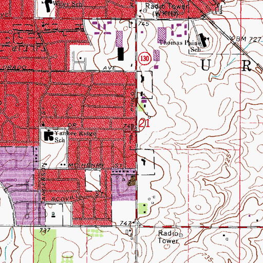 Topographic Map of Urbana Fire Rescue Services South Station, IL