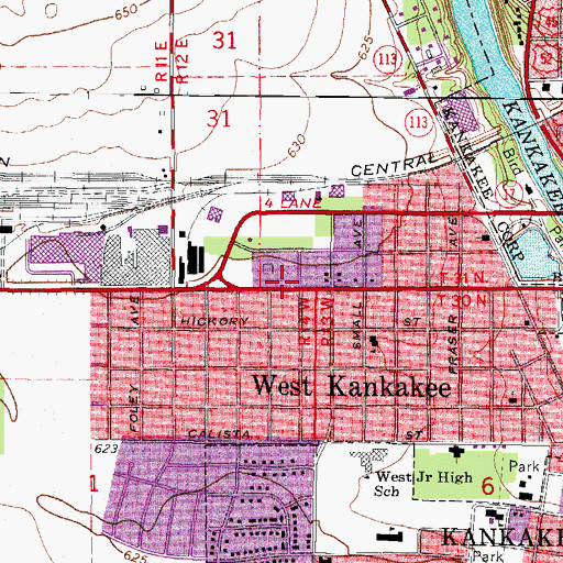 Topographic Map of Kankakee Fire Department Station 5, IL