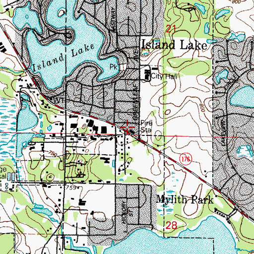 Topographic Map of Wauconda Fire Department Station 2, IL