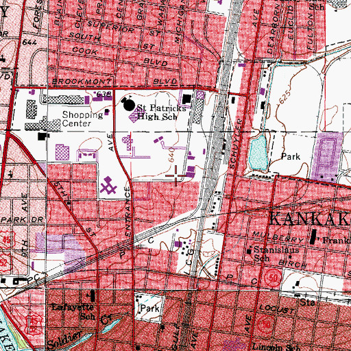 Topographic Map of Kankakee Fire Department Station 6, IL
