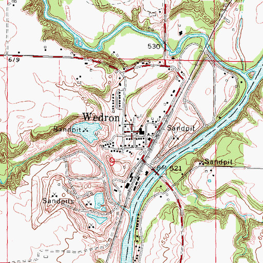 Topographic Map of Serena Fire Protection District Wedron Station, IL
