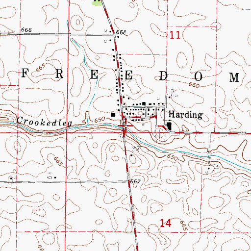 Topographic Map of Serena Fire Protection District Harding Station, IL