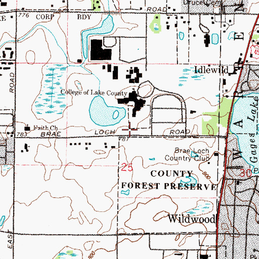 Topographic Map of Grayslake Fire Protection District Station 2, IL