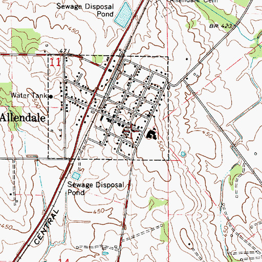 Topographic Map of Allendale Rural Fire Protection District, IL