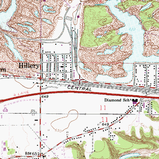 Topographic Map of Kickapoo Fire Protection District, IL