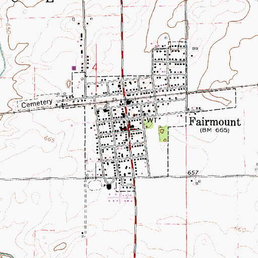 Topographic Map of Fairmount - Vance Township Fire Department, IL