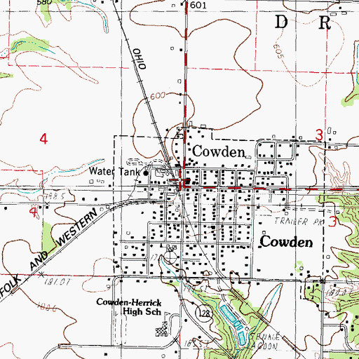 Topographic Map of Cowden Fire Protection District, IL
