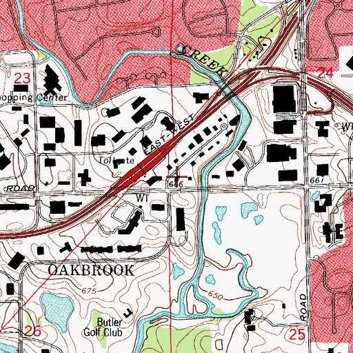 Topographic Map of Oak Brook Fire Department Station 93, IL