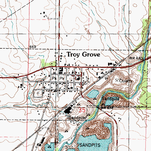Topographic Map of Mendota - Troy Grove Rural Fire Protection District, IL