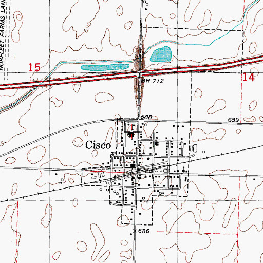 Topographic Map of Cisco Fire Protection District, IL