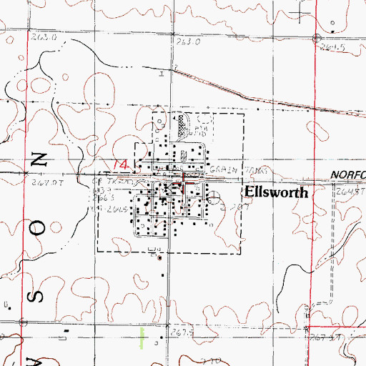 Topographic Map of Ellsworth Fire Department, IL