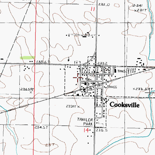 Topographic Map of Cooksville Fire Department, IL