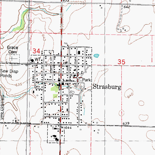 Topographic Map of Strasburg Fire Protection District, IL