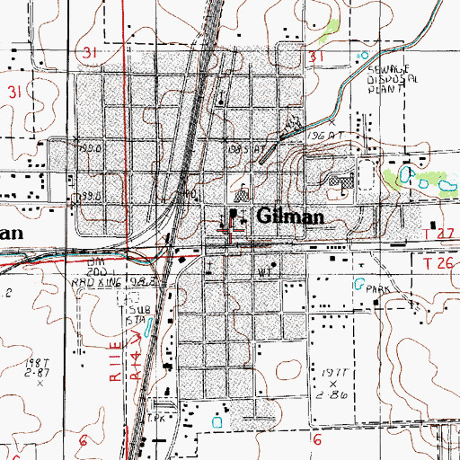 Topographic Map of Gilman Community Fire Protection District, IL