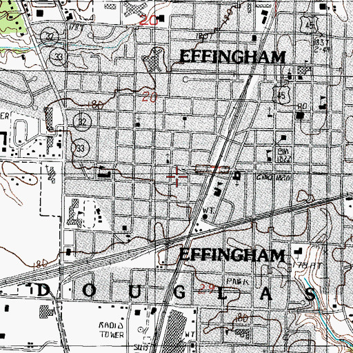 Topographic Map of Effingham Fire Department Station 1, IL