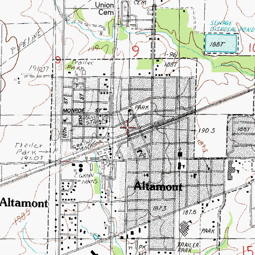 Topographic Map of Altamont Fire Protection District, IL
