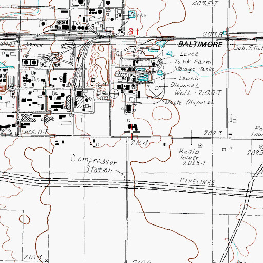 Topographic Map of Cabot Corporation Tuscola Fire Station, IL