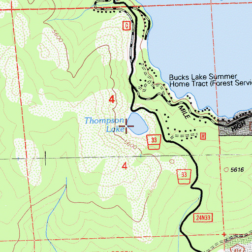 Topographic Map of Thompson Lake, CA