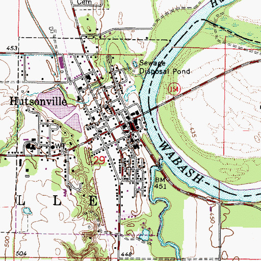 Topographic Map of Hutsonville Township Fire Protection District, IL