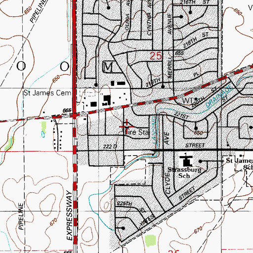 Topographic Map of Sauk Village Fire Department, IL