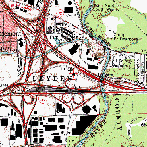 Topographic Map of Rosemont Fire Department Station 1, IL