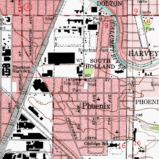 Topographic Map of Phoenix Fire Department, IL
