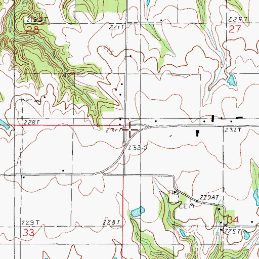 Topographic Map of Hutton Fire Protection District, IL