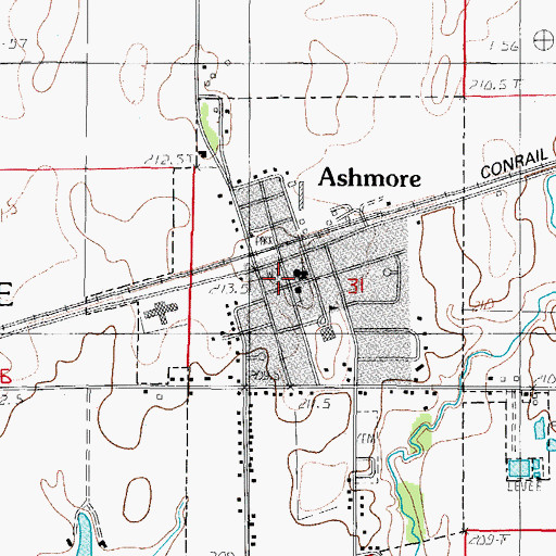Topographic Map of Ashmore Fire Protection District, IL