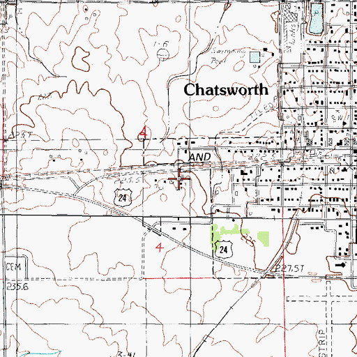 Topographic Map of Chatsworth Fire Protection District, IL
