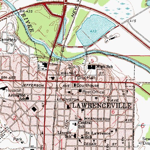 Topographic Map of Lawrence - Allison Fire Protection District, IL