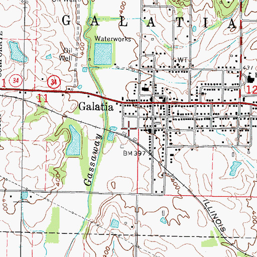 Topographic Map of Galatia Volunteer Fire and Rescue, IL